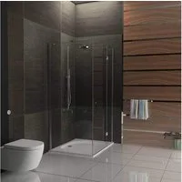 Alpenberger Eckdusche mit Nano - Duschkabine Duschabtrennung aus Glastür und Seitenteil, BxT: 100x80 cm, Sicherheitsglas, Glasdusche 195 cm Hoch, Eckeinstieg Dusche mit Antikalk, Duschglaswand aus 6 mm starkem ESG