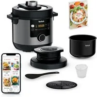Tefal Multikocher Turbo Cuisine & Fry inkl. Extra-Crisp-Deckel, 1-Knopf-Bedienung, 1200 W, 7,6 l Schüssel, Schnellkochtopf/ Heißluftfritteuse, 15 automatische Programme, CY7788