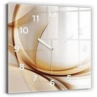 Tulup Wanduhr Glamur Glasuhr Goldene Abstraktion Rechteckige Uhr aus Gehärtetem Glas