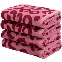 OTTO home Handtuch Set Anna Leopardenmuster, 4-tlg Handtuch-Set, 50x100cm, 100% Baumwolle, Frottiervelours (Set, 4-St), Handtücher, weich, saugstark, modern, Leo, Animal Print
