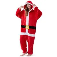 Corimori Partyanzug Onesie Ganzkörper Kostüm für Erwachsene, Damen Herren Karneval Weihnachtsmann-Kostüm Santa Claus,M