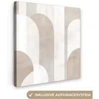 OneMillionCanvasses® Leinwandbild Abstrakte Bögen - Modern - Beige, Fotodruck (1 St), Wandbild, Deko Schlafzimmer Wohnzimmer Flur 20x20 cm