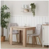 Homestyle4u Esstisch klein Holz 80x80 80x120 ausziehbar Küchentisch Holztisch Weiß Eiche, 80x80