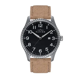 Montre Elevon Crosswind avec bracelet en cuir recouvert de toile et date