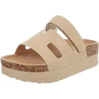 Ital-Design Bequemer Damen-Sandale mit Hochsohle für Freizeit Plateausandaletten (90033081) Keilabsatz/Wedge Keilsandaletten in Beige