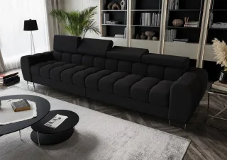 Big Sofa Sofa 4-Sitzer BASTIEN Megasofa in Stoff Moly Schwarz