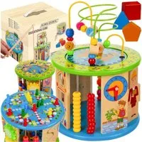 KRUZZEL Lernspielzeug Lernwürfel Holzspielzeug (Spar-Set, 1-St., pädagogisch kreativ), 11 Aktivitäten zur Förderung motorischer Fähigkeiten