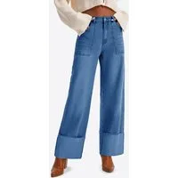 Imily Bela Regular-fit-Jeans Damen Jeans locker geschnittene gerade (Packung, 1-tlg., 1per-Pack) krempelbar