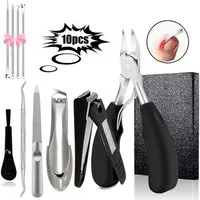 MOPUEA Nagelknipser-Set Nagelknipser Set aus Edelstahl 10tlg für Hand Fuß mit Geschenkbox, Maniküre- und Pediküre-Set, 10-teiliges Nagelpflege-Set aus Edelstahl mit Aufbewahrungsbox, Rostfreier Edelstahl, kompakt, reisefreundlich, Geschenkbox