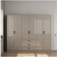 OTTO home Kleiderschrank Trento Schlafzimmerschrank Garderobe hochglanz (in 2 unterschiedlichen Schrankhöhen wählbar) Schrank mit 6 Türen und 3 Schubladen, hochglanz Fronten, Höhe 2,00m