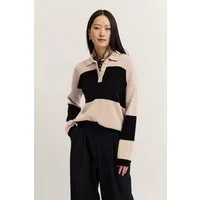 bugatti Polokragenpullover gestreift aus einem Kaschmir-Mix mit Knopfleiste
