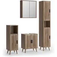 Vicco Badmöbel-Set Skara, Eiche, 4 Teile, (4-St., 4er Set)