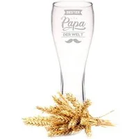 GRAVURZEILE Bierglas Leonardo Weizenglas mit Gravur - Bester Papa der Welt V2, Glas, Geschenk für Papa zum Vatertag - 360 ml