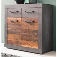 trendteam Kombikommode Indy (Kommode in Used Wood Altholz mit grau, 82 x 86 cm), mit Türen und Schubladen