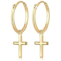 Elli Paar Creolen Creolen Hänger Kreuz Religion 925 Silber