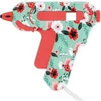 WESTCOTT Heißklebepistole Mini Floral, DIY Heißkleber inkl. 2 x Heißklebesticks, 1,4m Kabel, Non-Stick Düse mit Farbindikator