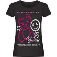 RMK T-Shirt Damen Shirt kurzarm Rundhalsshirt mit modischem Frontdruck "Teddy Bär"