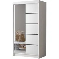 Sofnet Kleiderschrank Letto III (mit Spiegel, Schiebetüren und Kleiderstange) Schwebetürenschrank mit 2 Türen, Schiebetürenschrank - 100x200x58 cm