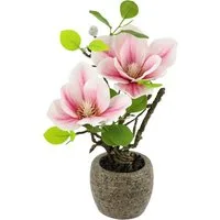 Kunstblume Magnolie im Topf, I.GE.A., Höhe 33 cm, Künstlich wie echt Deko Blume Zimmerpflanze Baum klein Magnolienblüten