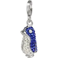 SilberDream Charm-Einhänger SilberDream blau Charm Pinguin Zirkonia, Charmsanhänger Pinguin, 925 Sterling Silber, Farbe: weiß, blau
