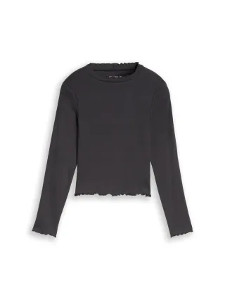 tom tailor kids - cropped rib longsleeve coal grey - Gr. - 140