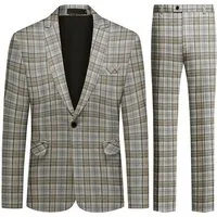 Allthemen Anzug (2 tlg) Slim Fit Herrenanzug im Farbeblock-Karomuster