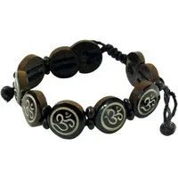 Guru-Shop Armreif Buddhistisches Armband OM, Yogaschmuck - braun..