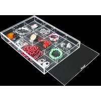 Yudu Schmuckkasten Acryl Schmucklade Aufbewahrungsbox Vorlagebrett mit Deckel