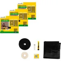 SCHELLENBERG Fliegengitter-Gewebe Simply Open aufrollbar für Fenster, 3-er Pack, (Set, 3-St), Klebe-Klett-Montage, 130 x 150 cm, anthrazit