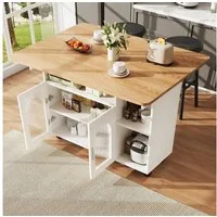 Celya Küchenwagen Kücheninsel, mit Speicherraum, küchenwagen mit rollen, (buffetschrank, Weiß), Abnehmbare Servierwagen buffetschrank, Speisewagen mit Holzmaserung