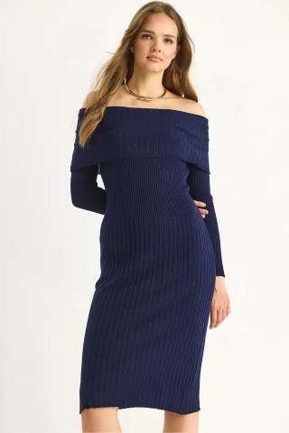 Ripp-Midi-Kleid
