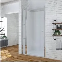AQUABATOS Dusch-Drehtür Drehtür Nischentür Duschtür Duschwand Duschabtrenung Glas, 110x197 cm, 6 mm Einscheibensicherheitsglas mit Nanobeschichtung, beidseitig montierbar,mit Festteil und Duschablagen,Heb-/Senk-Technik