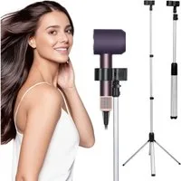 JOYOLEDER Haartrocknerhalter Föhn Halterung, Höhenverstellbar von 75 bis 150 cm, (Haartrocknerständer Ohne Bohren 180° Drehbarer für, Hotel Wohnzimmer Barbershop, Föhn Halterung Boden, Kompatibel mit Allen Haartrocknern)