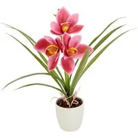 Kunstblume Orchidee, OTTO home, Höhe 32 cm, Mit Blätter im Topf aus Keramik Künstliche Blume Cymbidium-Orchidee