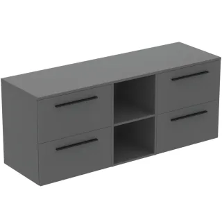 Ideal Standard Möbel-Set 160cm i.life B 4 Auszüge 2 mi.off.Fächer Gr.Schwarz QuarzgrauMatt, T5843NG T5843NG