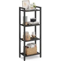 VASAGLE Standregal Bücherregal, 40 x 24 x 107 cm, für Wohnzimmer, Arbeitszimmer und Flur, mit 4 Ebenen, Aufbewahrungsregal, Stahlgestell, ebenholzschwarz