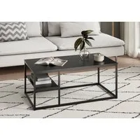Home Collective Couchtisch Beistelltisch Wohnzimmertisch Tisch Couch Mit Ablage, Mit Metallrahmen, 102x52x42 cm (BxTxH), Schwarz