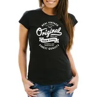 Neverless Print-Shirt cooles Damen T-Shirt Original Denim Goods Vintage Druck Original Slim Fit Neverless® mit Print