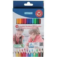 Stylex Schreibwaren Buntstift 12 dicke Jumbo Dreikant-Buntstifte / 12 verschiedene Farben
