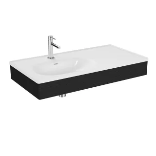 VitrA Equal Set Möbelwaschtisch asymmetrisch 100 cm mit Holzblende Schwarz-Eiche,64085 64085