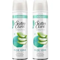 Gillette Rasierschaum 2x Gillette Satin Care Sensitive Rasiergel Gel mit Aloe Vera je 200ml