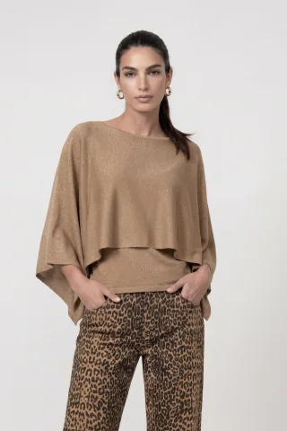 monari - Strickpullover mit Cape-Design brown sugar - Gr. - 34