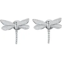 Runde Perlé Paar Ohrstecker Zarte Libelle, handgefertigte Ohrstecker, 925er Silber, 18K Gold