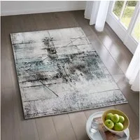 TaCa Home Teppich Designer Kurzflor Teppich Moderne Kunst, rechteckig, Höhe: 12 mm, Wohnzimmer Schlafzimmer Esszimmer, Vintage Blau - 120 x 160 cm