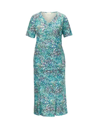 GOLDNER 2-in-1-Kleid "Weich fließender Slinky-Zweiteiler" V-Ausschnitt mit schöner Raffung