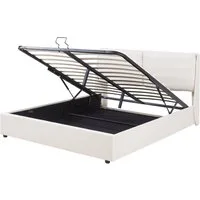 en.casa Polsterbett, »Lunner« Doppelbett mit Bettkasten 160 x 200 cm Beige
