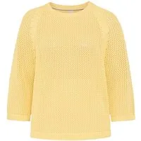 Brax Strickpullover gelb,Casual,Baumwolle,Unifarben,Rundhals,3/4 Arm,Gerade