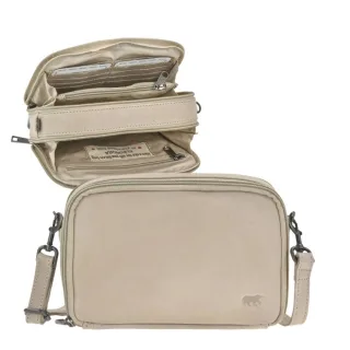 Umhängetasche 8 Kartenfächer Leder feather 22x15cm | Bear Design Eleonora. Funktionale Tasche mit integriertem Organizer für mehr Struktur in der Frei