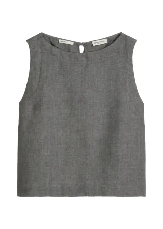 Marc OPolo Casual - Ärmellose Leinenbluse regular Slate Grey Melange - Gr. - 42