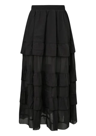 Q/S designed by - Semi-transparenter Maxirock schwarz - Gr. - 42